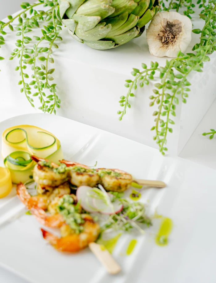 Gourmet plated dish served by Bamboo Island Catering